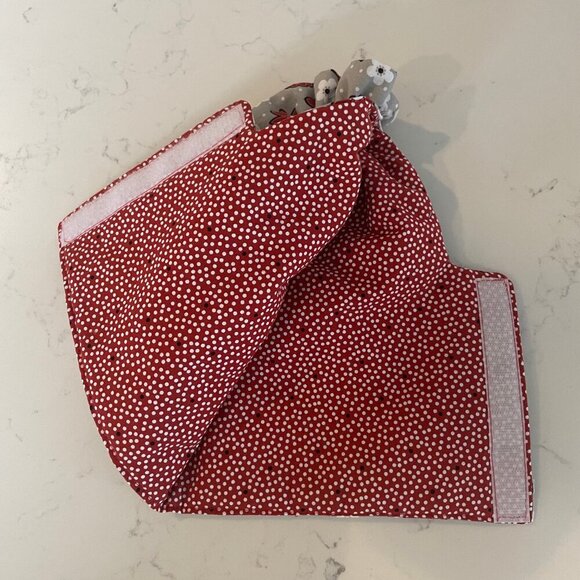 Hand Crafted Fabric French Press Cozy w Velcro Closure Floral Print Gry Red OS - Picture 2 of 4